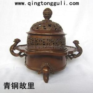 大冶青銅器，仿古銅工藝品，黃石禮品，紫銅五福香爐    香爐廠家